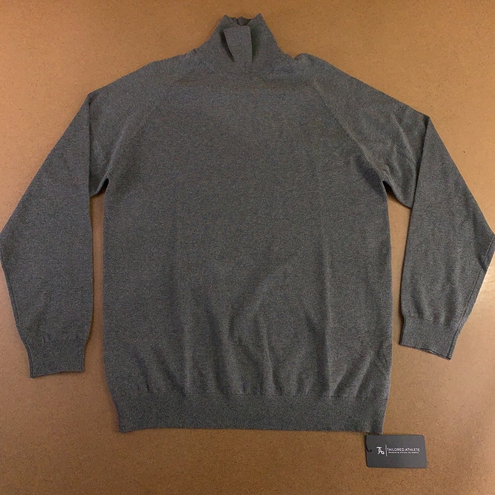 Tailored Athlete Mens 2X-Large Heather Gray Cotton Blend Roll Neck Sweater NWT